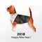 Dog Beagle. Paper origami. Vector illustration. 2018 Happy New Y
