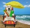 Dog with beer rests on beach chair 3