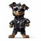 Dog In Biker Jacket And Sunglasses Stands Upright In Disney Pixar Cartoon