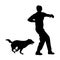 Dog bite man silhouette vector on white