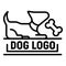 Dog with bone logo, outline style
