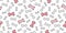 Dog bone seamless pattern vector Christmas Santa Claus Xmas dog paw candy cane french bulldog tile background scarf isolated repea