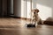 Dog and Bowl of Dry Food in Modern Apartment. Generative By Ai