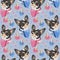 Dog breed Chihuahua seamless pattern. Pet head. Vector flat background.
