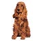 Dog breed chocolate brown cocker spaniel drawn in the style of pixel art. Design suitable for decoration, animation, cards