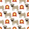 Dog breed french bulldog adorable doggy face pet animal seamless pattern background puppy vector illustration.