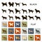 Dog breeds flat icons in set collection for design.Dog pet vector symbol stock web illustration.