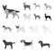 Dog breeds monochrome icons in set collection for design.Dog pet vector symbol stock web illustration.