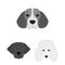 Dog breeds monochrome icons in set collection for design.Muzzle of a dog vector symbol stock web illustration.