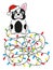 Dog bulldog tangled christmas lights Greeting card