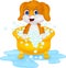 Dog cartoon bathing