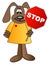 Dog cartoon holding stop sign
