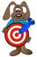 Dog cartoon holding target