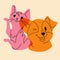 Dog and cat. Avatar, badge, poster, logo templates, print. Vector illustration in a minimalist style with Riso print effect.