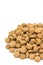 Dog and cat food granules isolated over white background