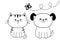 Dog cat head face silhouette looking at butterfly. Contour line. Cute cartoon sitting puppy kitten character. Kawaii animal. Funny