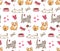 Dog and cat kawaii seamless background