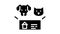 dog and cat looking new house glyph icon animation