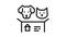 dog and cat looking new house line icon animation