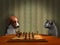 Dog Cat Play Chess Game Illustration