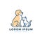 dog cat sitting logo