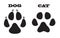 Dog and cat track - animal footprint, Black and white vector illustration.