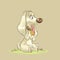 Dog character animal sitting lawn cartoon