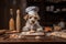 dog chef, mixing ingredients for tasty and nutritious treat