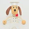 Dog in chef uniform woonden puppet