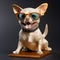 dog chihuahua glasses yellow portrait pet puppy cute isolated background animal. Generative AI.