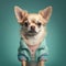 Dog chihuahua portrait generative ai. Chihuahua dog puppy in fashionable and adorable