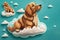 Dog on Cloud in Heaven After Departed From Human World Created with Generative AI Technology