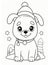 dog coloring page for winter and christmas for kids