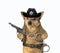 Dog cop with revolver and handcuffs