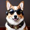 Dog, Corgi, Steampunk style, light brown and white fir