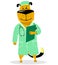 Dog in costume of doctor. Pet as a vet with with a stethoscope a