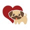 dog cute tongue out red heart