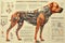 Dog cyborg animal detailed infographic, full details anatomy poster diagram illustration generative ai