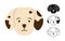 Dog dalmatian faces cartoon character set puppy childish symbol muzzle line doodle icon doggy pet