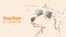 Dog days of summer. cute dog wear summer hat and black sunglasses hand drawn vector illustration.