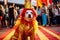 a dog dressed in colorful costume in the carnival brazilian