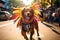 a dog dressed in colorful costume in the carnival brazilian