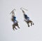 Dog earrings with blue striped beads design, beach theme