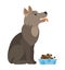 Dog Eating Food From Bowl Isolated Cartoon Canine