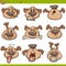 Dog emoticons cartoon illustration set