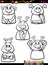 Dog emotion set cartoon coloring book