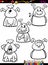 Dog emotion set cartoon coloring page