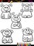 Dog emotion set cartoon coloring page