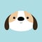 Dog face head round icon. White puppy pooch. Cute cartoon kawaii funny baby character. Flat design style. Help homeless animal