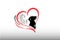 Dog floral love heart icon logo